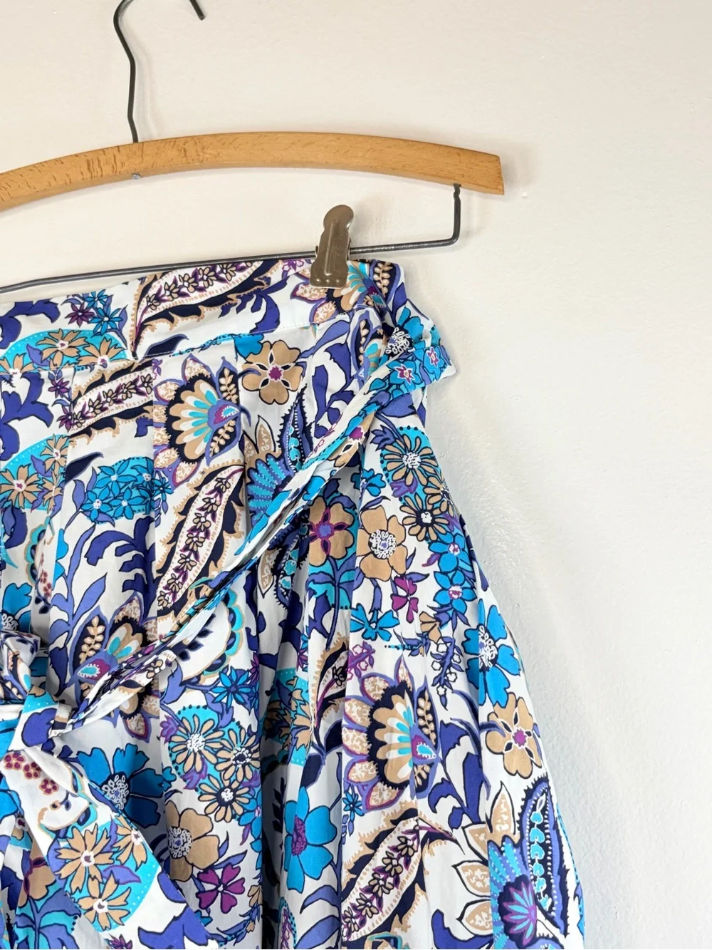 Talbots Paisley Floral Tie Waist Midi Skirt